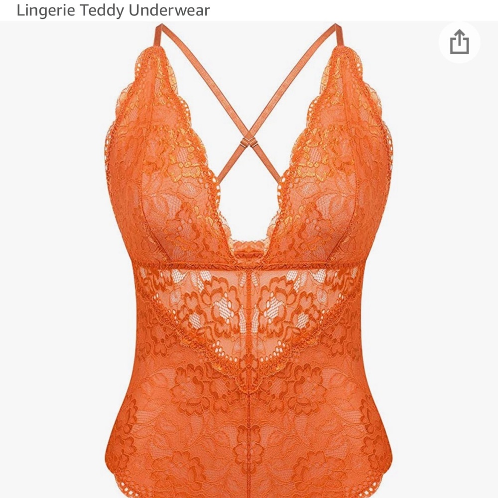 Orange Lace Bodysuit with snaps
